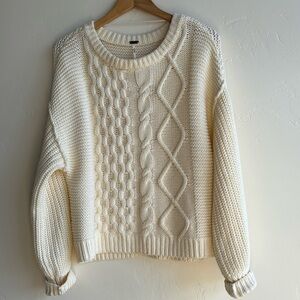 LN Free People Dream chunky Cable Knit Crew Sweater XS